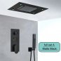Black Full Set A_Embedded Ceiling Intelligent Remote Control LED Rainfall Shower Set Black Shower Se