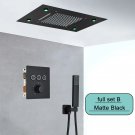 Black Full Set B_Embedded Ceiling Intelligent Remote Control LED Rainfall Shower Set Black Shower Se