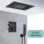 Black Full Set B_Embedded Ceiling Intelligent Remote Control LED Rainfall Shower Set Black Shower Se