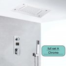 Chrome full set A_Embedded Ceiling Intelligent Remote Control LED Rainfall Shower Set Black Shower S