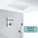 Chrome full set B_Embedded Ceiling Intelligent Remote Control LED Rainfall Shower Set Black Shower S