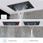 Chrome full set B_Embedded Ceiling Intelligent Remote Control LED Rainfall Shower Set Black Shower S