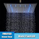 Black Head 12_Black Chrome Nickel LED Rainfall Shower Head 8/10/12/16 inch LED Top Over Sprayer Head