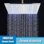 Chrome Head 10_Black Chrome Nickel LED Rainfall Shower Head 8/10/12/16 inch LED Top Over Sprayer Hea