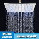 Chrome Head 16_Black Chrome Nickel LED Rainfall Shower Head 8/10/12/16 inch LED Top Over Sprayer Hea