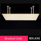 Brushed Gold_Black LED Bathroom Waterfall Shower Faucet Ceiling Mount Stainless Steel40*80cm Top Spr