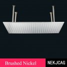 Brushed Nickel_Black LED Bathroom Waterfall Shower Faucet Ceiling Mount Stainless Steel40*80cm Top S