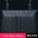 LED Matte Black_Black LED Bathroom Waterfall Shower Faucet Ceiling Mount Stainless Steel40*80cm Top 