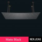 Matte Black_Black LED Bathroom Waterfall Shower Faucet Ceiling Mount Stainless Steel40*80cm Top Spra