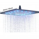 Black 10 inch_Rainfall Shower Head LED Light Large Black Chrome Rainfall Shower Faucet Head Square B
