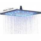Black 12 inch_Rainfall Shower Head LED Light Large Black Chrome Rainfall Shower Faucet Head Square B