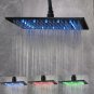 Black 12 inch_Rainfall Shower Head LED Light Large Black Chrome Rainfall Shower Faucet Head Square B
