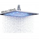 Chrome 16 inch_Rainfall Shower Head LED Light Large Black Chrome Rainfall Shower Faucet Head Square 