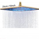 Gold 10 inch_Rainfall Shower Head LED Light Large Black Chrome Rainfall Shower Faucet Head Square Br