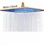 Gold 12 inch_Rainfall Shower Head LED Light Large Black Chrome Rainfall Shower Faucet Head Square Br