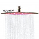 Nickel 12 inch_Rainfall Shower Head LED Light Large Black Chrome Rainfall Shower Faucet Head Square 