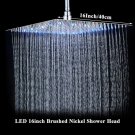 16 LED Nickel_Chrome LED Light Bathroom Shower Head 16 inch Big Rainfall Shower Faucets Accessory To