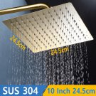 Square 10 inch_Top 1 Luxury Rushed Gold Shower Head Sus 304 Stainless Steel Bathroom Pressurized Rai
