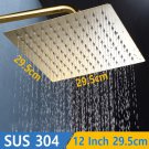 Square 12 inch_Top 1 Luxury Rushed Gold Shower Head Sus 304 Stainless Steel Bathroom Pressurized Rai