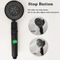 Black B_Digital Temperature Display Shower Head 5 Modes High Pressure Showerhead 360 Degrees Rotated