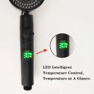 White B_Digital Temperature Display Shower Head 5 Modes High Pressure Showerhead 360 Degrees Rotated