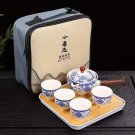 B_Porcelain Chinese Gongfu Tea Set Portable Teapot Set with 360 Rotation Tea Maker and Infuser Porta