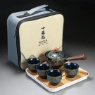 D_Porcelain Chinese Gongfu Tea Set Portable Teapot Set with 360 Rotation Tea Maker and Infuser Porta