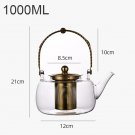 1000ML Gold_1.2L Gray Glass Teapot with Infuser Heat Resistant Flower Tea Kettle Transparent Tea Pot