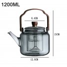 1200ML TeapotA_1.2L Gray Glass Teapot with Infuser Heat Resistant Flower Tea Kettle Transparent Tea 
