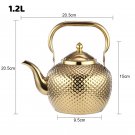 1.2L gold_1.2/1.5/2L Stainless Steel Teapot Silver Gold Teapots Drinkware Hammered Spherical Kettle 