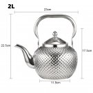 2L silver_1.2/1.5/2L Stainless Steel Teapot Silver Gold Teapots Drinkware Hammered Spherical Kettle 