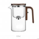 520ml_One Click Magnetic Switch Tea Separation Filtration Glass Tea Pot Wood Handle Tea Water Separa