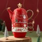 A_1 Teapot and 2 Coffee Cups Gift Set Tea Set Christmas Ceramic Coffee Pot Christmas Gift One Pot an