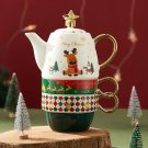 C_1 Teapot and 2 Coffee Cups Gift Set Tea Set Christmas Ceramic Coffee Pot Christmas Gift One Pot an