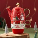 E_1 Teapot and 2 Coffee Cups Gift Set Tea Set Christmas Ceramic Coffee Pot Christmas Gift One Pot an