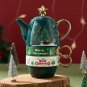 E_1 Teapot and 2 Coffee Cups Gift Set Tea Set Christmas Ceramic Coffee Pot Christmas Gift One Pot an