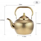 2L Gold_1.2/1.5/2L Teapot 304 Stainless Steel Water Tea Kettle Induction Cooker Stove Tea Pot Drinkw