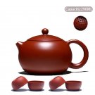 C3 -- 1 pot 4 cup_High-end Yixing Purple Clay Teapot Famous Handmade Ball Hole Filter Xishi Tea Pot 