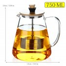 750ml_Stainless Steel Infuser Teapot Clear Borosilica Glass Filter Flower Tea Pot Heat Resistant Hea