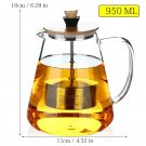 950ml_Stainless Steel Infuser Teapot Clear Borosilica Glass Filter Flower Tea Pot Heat Resistant Hea