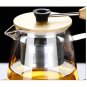 950ml_Stainless Steel Infuser Teapot Clear Borosilica Glass Filter Flower Tea Pot Heat Resistant Hea