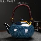 Blue_750ML Tianmu Glazed Kiln Transformed Into A Lifting Beam Pot Large Capacity Ceramic Teapot Hous