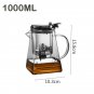 1000ML Square_Glass Teapot with Press Tea Strainer Heat-Resistant Tea Water Separation Filter Glass 