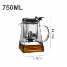 750ML Square_Glass Teapot with Press Tea Strainer Heat-Resistant Tea Water Separation Filter Glass K