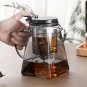 750ML Square_Glass Teapot with Press Tea Strainer Heat-Resistant Tea Water Separation Filter Glass K