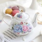 BLUE FLOWER_Noble Bone China Teapot 500ML Pink Camellia Coffee Pot Set Home High Grade Porcelain Ket