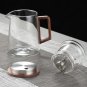 550ml_One Click Filtering Glass Tea Pot Tea Water Separation Inner Container Walnut Wood Handle Teap