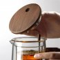 750ml_One Click Filtering Glass Tea Pot Tea Water Separation Inner Container Walnut Wood Handle Teap