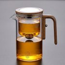 520ml_One Click Magnetic Switch Tea Separation Filtration Glass Tea Pot Wood Handle Tea Water Separa
