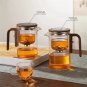 720ml_One Click Magnetic Switch Tea Separation Filtration Glass Tea Pot Wood Handle Tea Water Separa